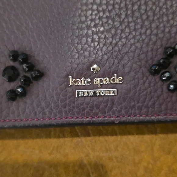 Kate Spade Dark Purple Wristlet with Black Embellishments - Picture 2 of 9